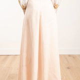 Super Eight Linen Skirt in cream, paired with patterned blouse — Zimmermann | Endless UAE