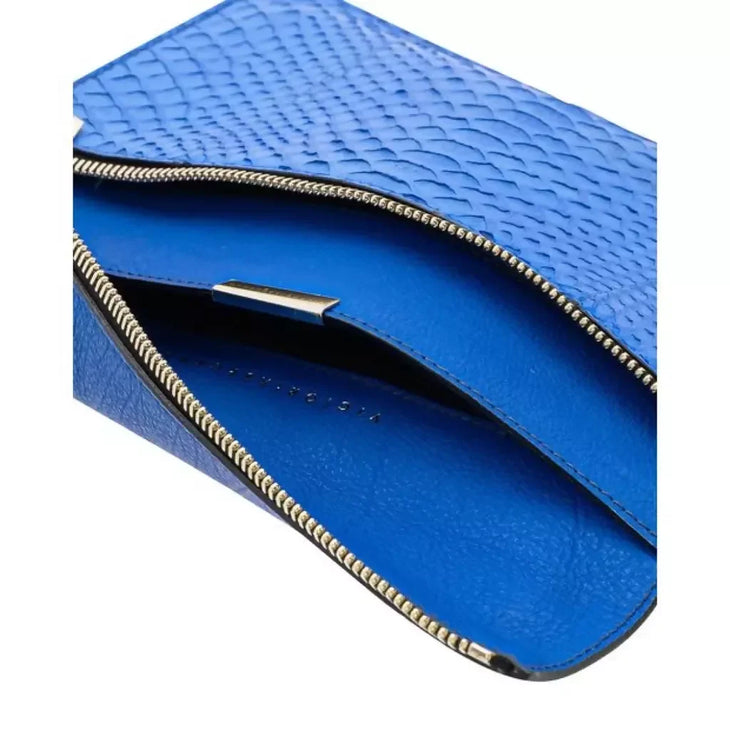 Blue snakeskin clutch with gold zip closure — Victoria Beckham | Endless UAE