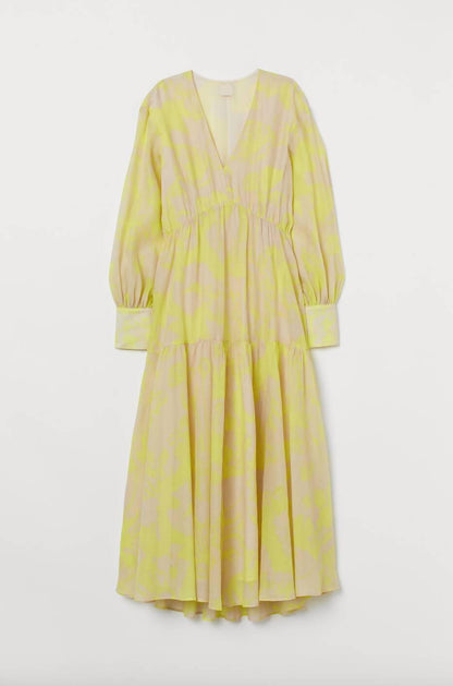 Yellow Print Midi Dress - Endless