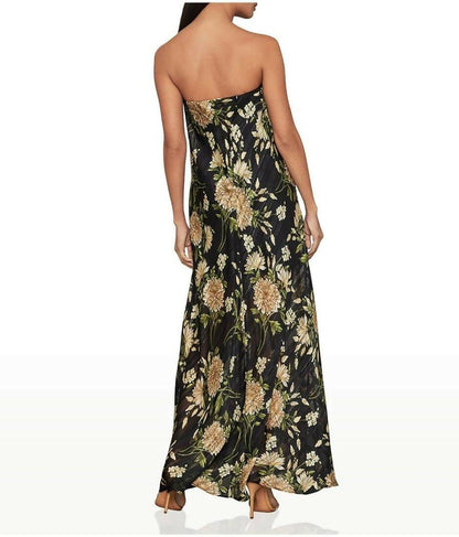 Black Floral Strapless Maxi Dress - Endless