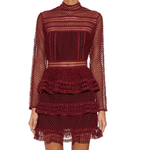 Burgundy Lace High Neck Dress - Endless - UAE Rental and Resale for Women's Fashion