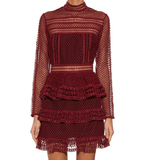 Burgundy Lace High Neck Dress - Endless - UAE Rental and Resale for Women's Fashion