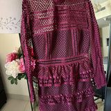 Burgundy Lace High Neck Dress - Endless - UAE Rental and Resale for Women's Fashion