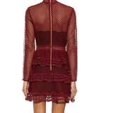 Burgundy Lace High Neck Dress - Endless - UAE Rental and Resale for Women's Fashion