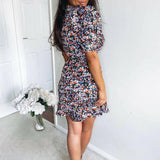 Ditsy Print Pleated Sleeve Dress - Endless - UAE Rental and Resale for Women's Fashion