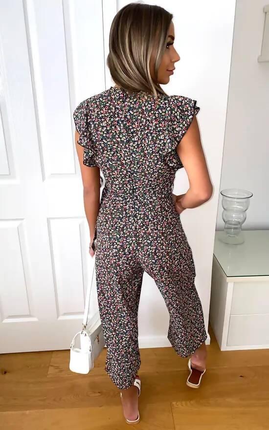 Floral Wrap Culotte Jumpsuit - Endless - UAE Rental and Resale for Women's Fashion
