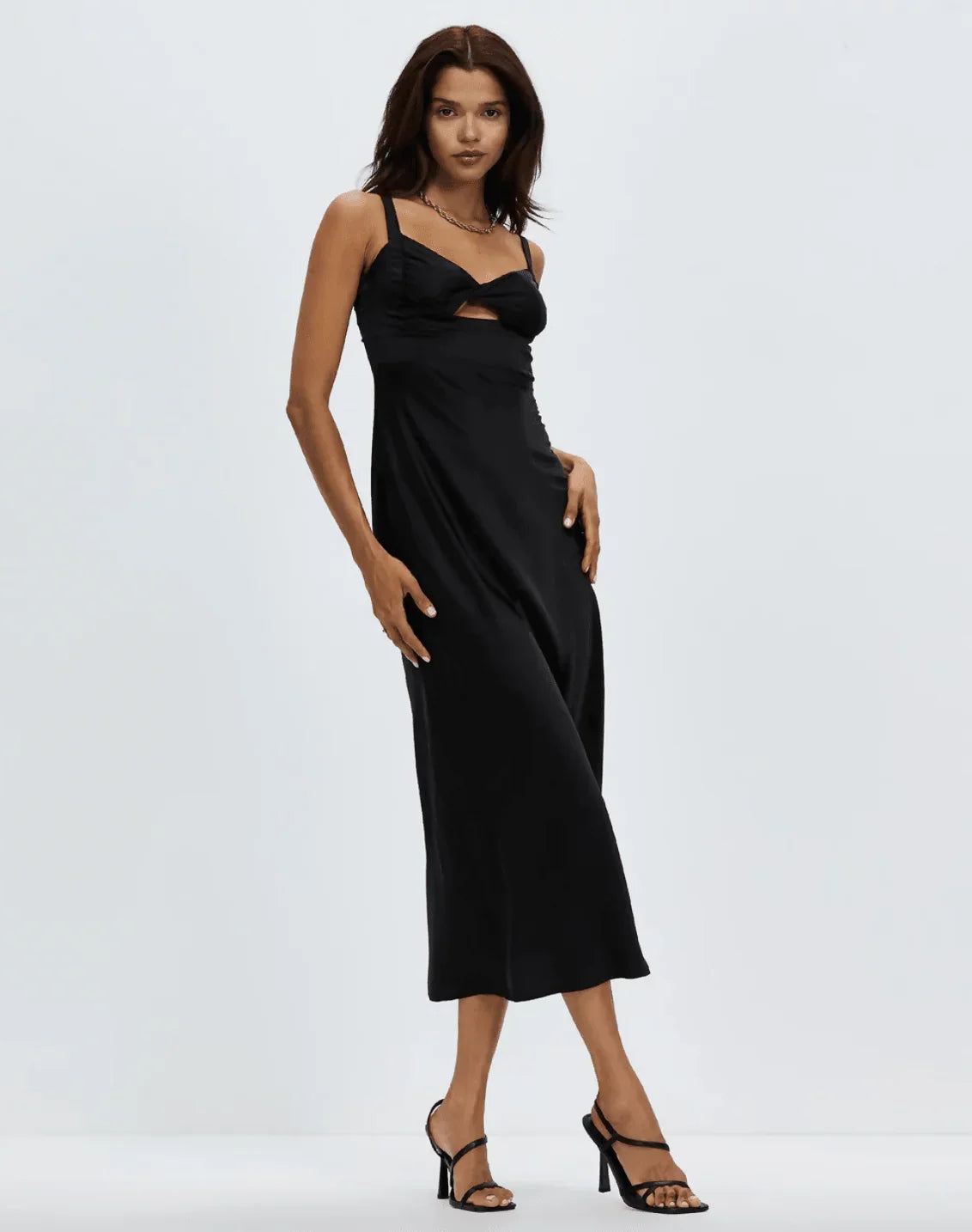Kelsie Satin Cut Out Slip Dress - Endless - UAE Rental and Resale for Women's Fashion