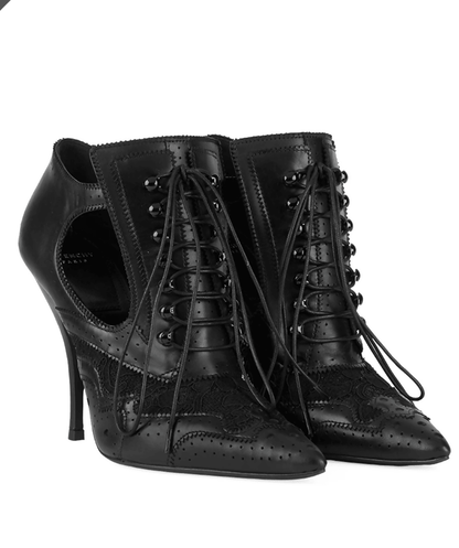 Leather Cut Out Lace Up Shoe Boot - Endless