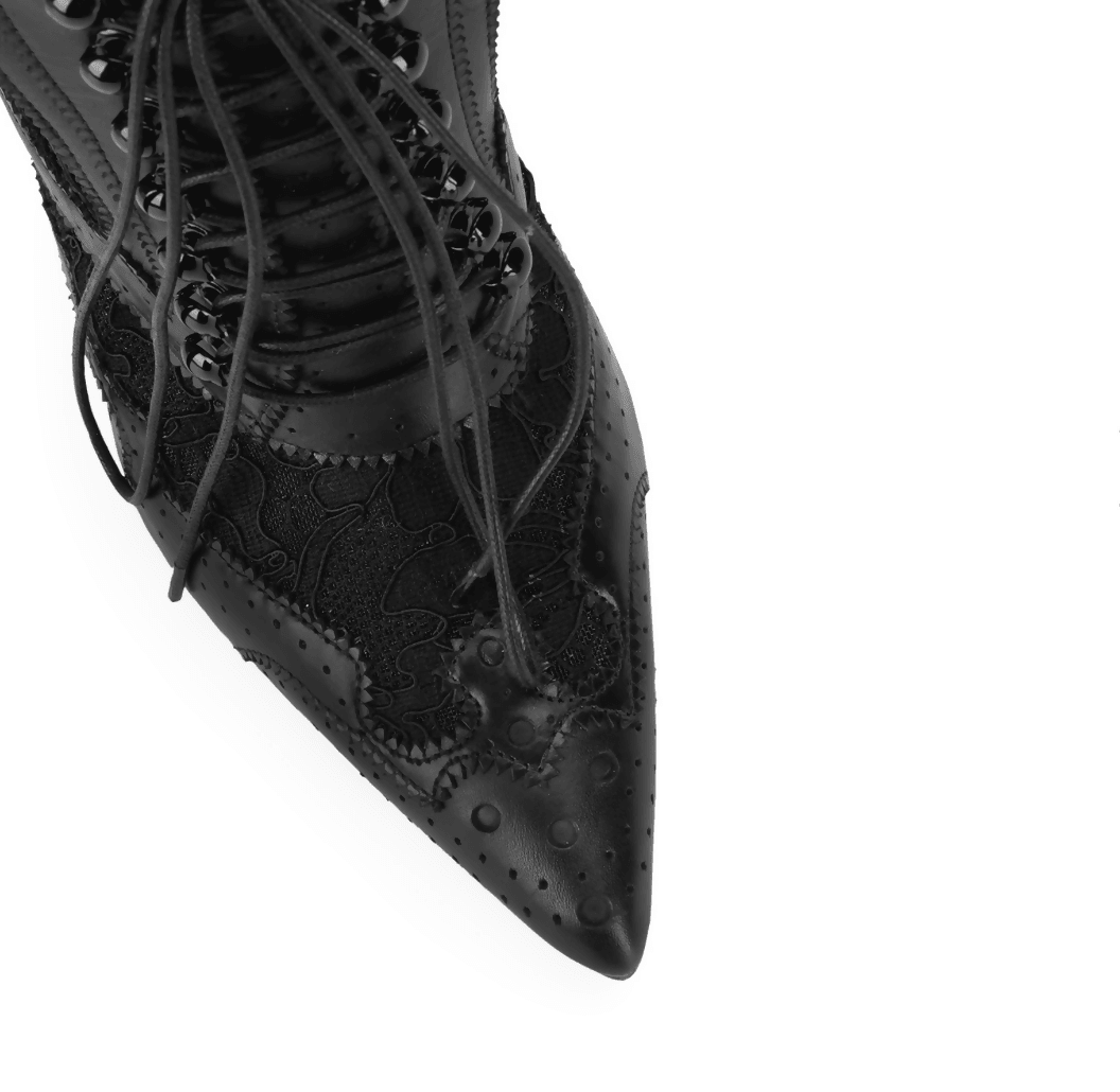 Leather Cut Out Lace Up Shoe Boot - Endless
