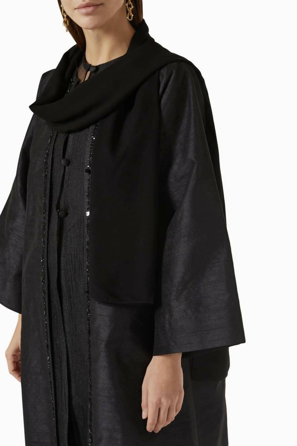 Long Sleeve Abaya in Raw Silk - Endless - UAE Rental and Resale for Women's Fashion