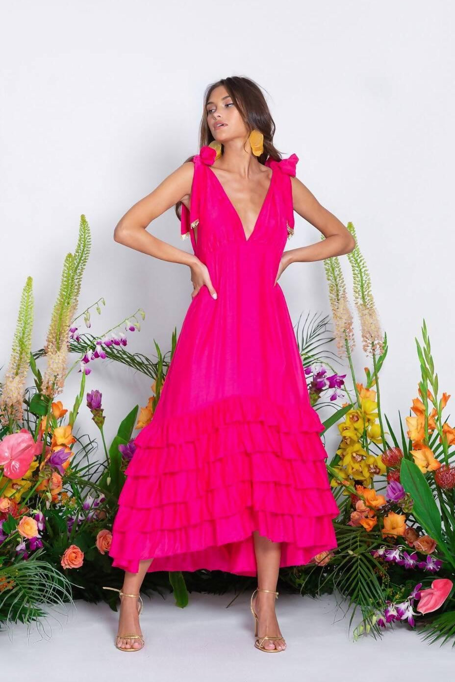 Maggie Dress in Cotton Silk Fuschia - Endless - UAE Rental and Resale for Women's Fashion