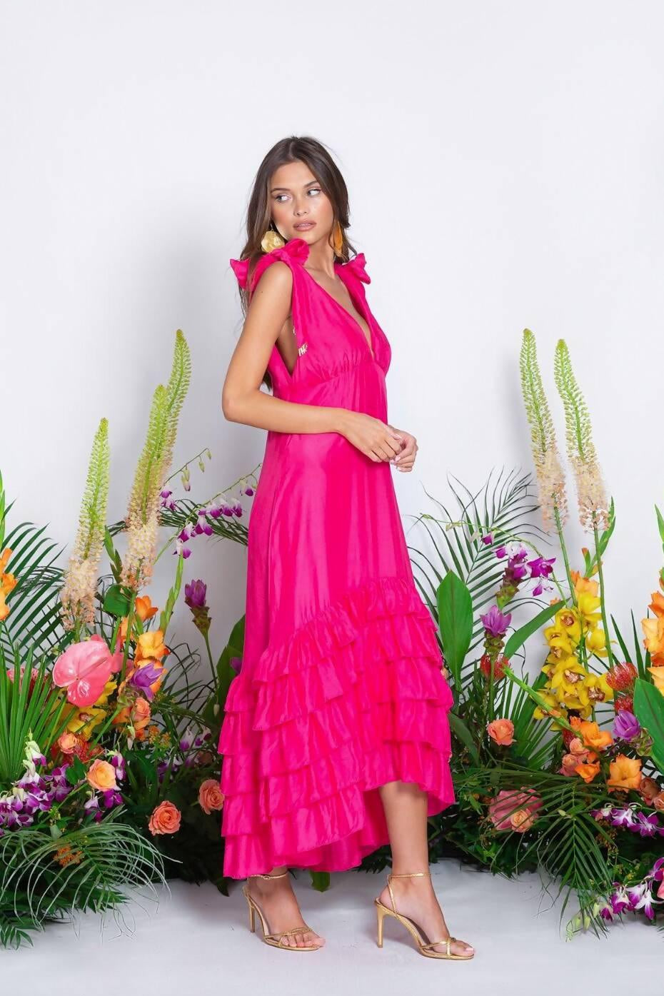 Maggie Dress in Cotton Silk Fuschia - Endless - UAE Rental and Resale for Women's Fashion