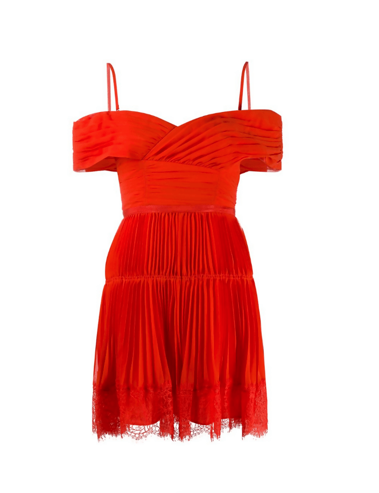 Off The Shoulder Pleated Mini Dress - Endless