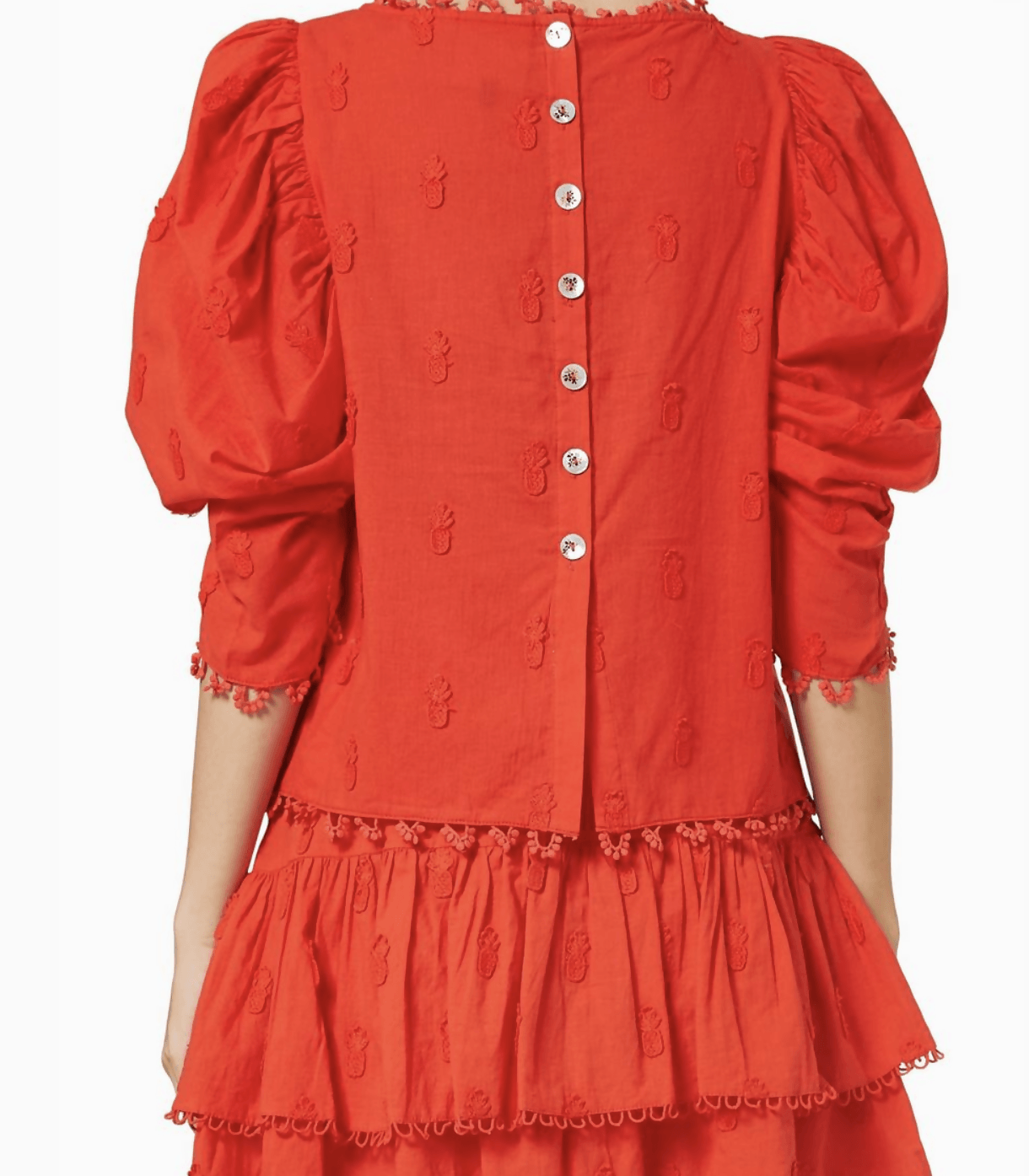 Pineapple Cotton Blouse Top in Red - Endless