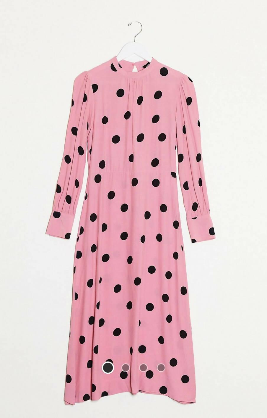 Polka Dot Midi Dress in Pink - Endless