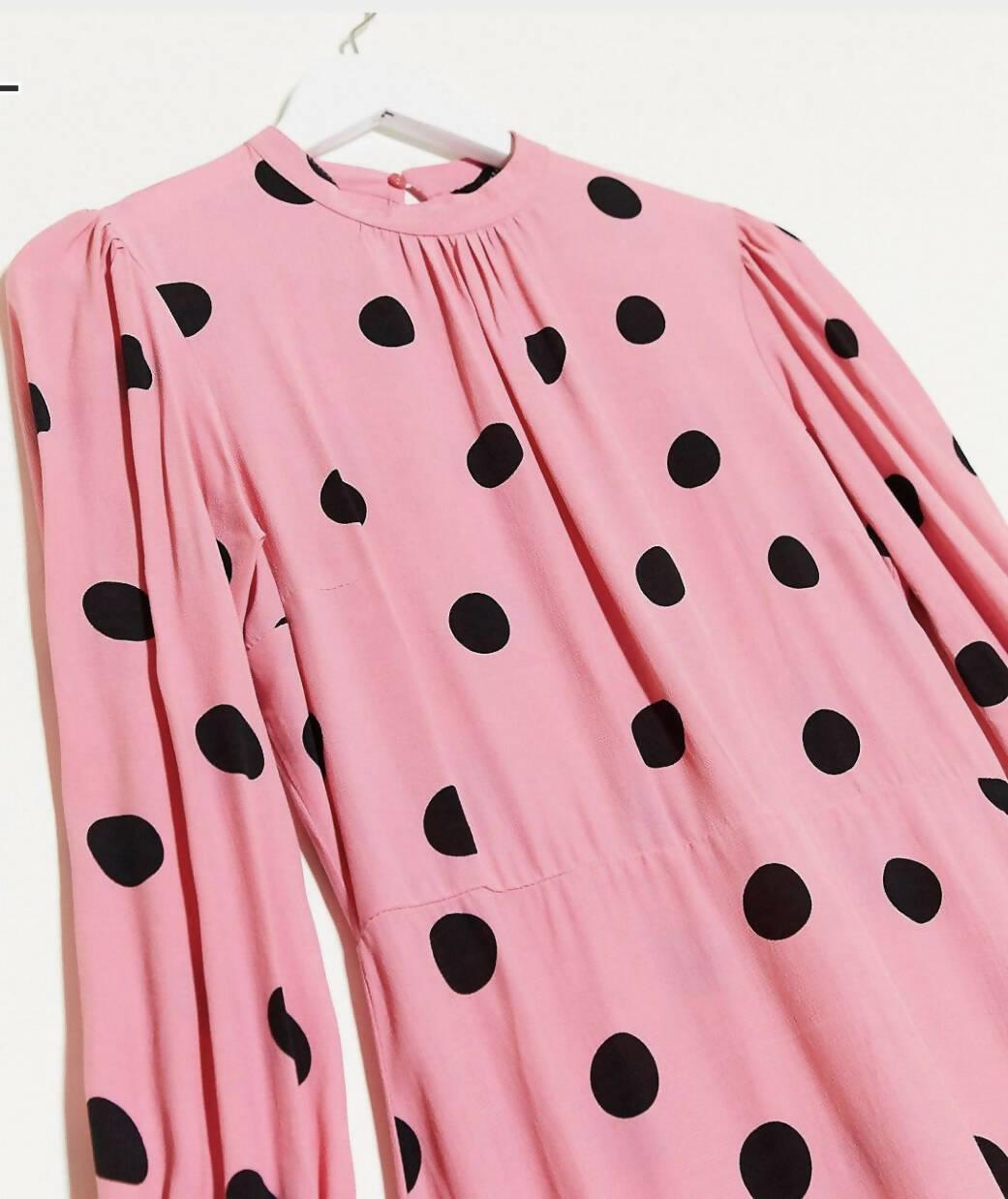 Polka Dot Midi Dress in Pink - Endless