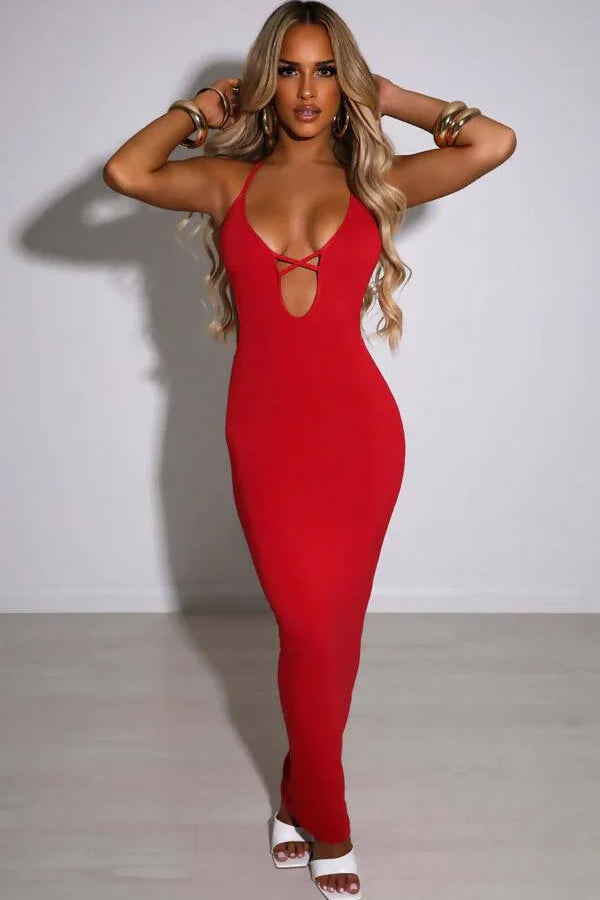 Red Backless Maxi Dress - Endless - UAE Rental and Resale for Women's Fashion