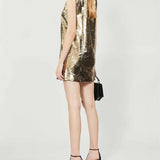 Round Neck Gold Sequin Dress - Endless - UAE Rental and Resale for Women's Fashion