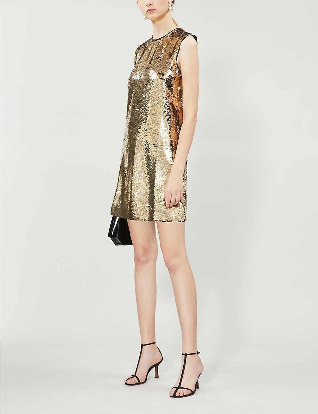 Round Neck Gold Sequin Dress - Endless - UAE Rental and Resale for Women's Fashion