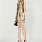 Round Neck Gold Sequin Dress - Endless - UAE Rental and Resale for Women's Fashion