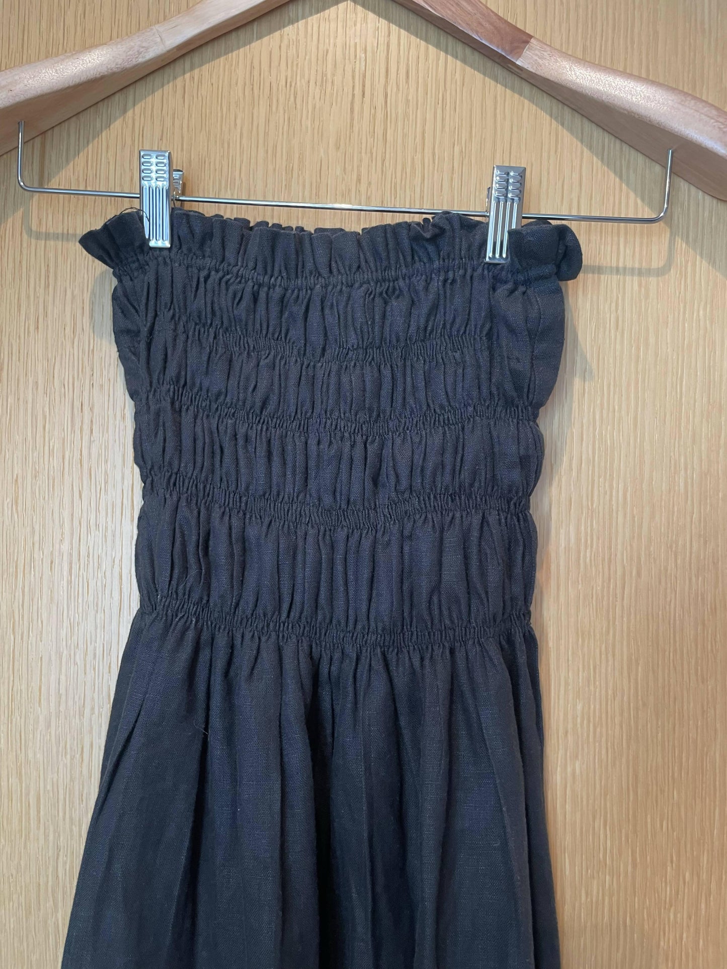 Strapless Black Linen Midi dress - Endless